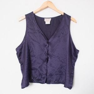 Angelique | Vintage 80’s/90’s Deep Purple Sleeveless Pajama Top or Vest | Size L